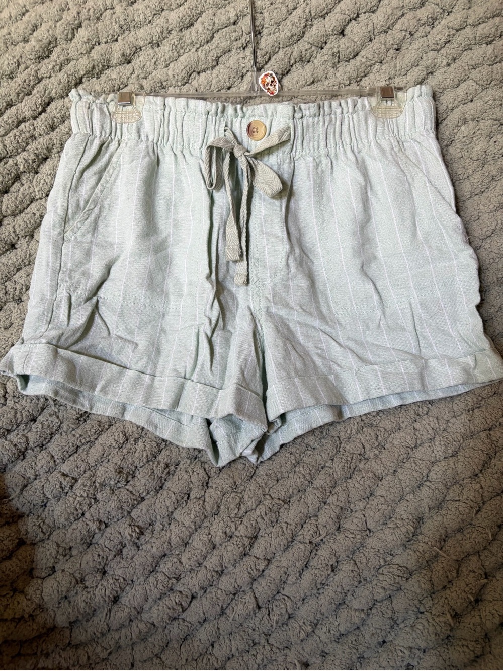Streetwear Society Light Mint Striped High-Waist Drawstring Shorts